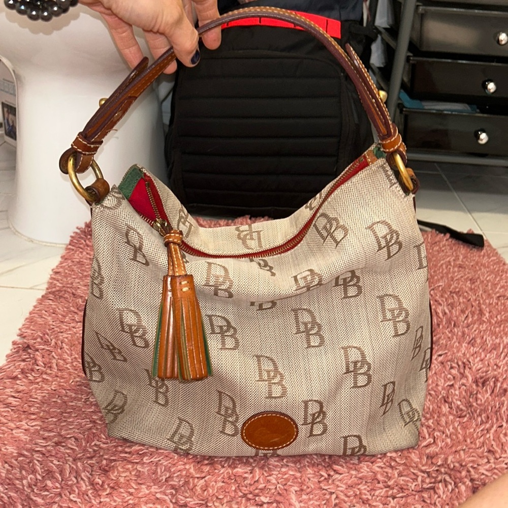 Dooney and Bourke Tulip Tassel Tote Handbag - vintage - big logos
